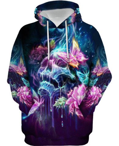 Skull Butterfly Flower Art 3D Printed Hoodie For Men And Women