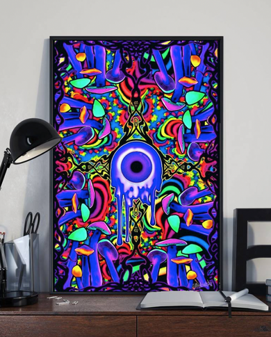Magic Shroom With A View Black Light Psychedelic Poster