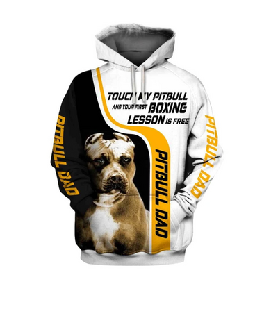Pitbull Dad Boxing Lesson 3D Hoodie For Men & Women Pitbull Dad Boxing Lesson 3D Hoodie For Men & Women