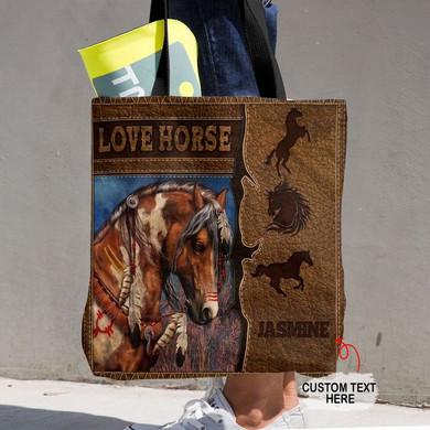 Personalized Customized Love Horse Native America 3D Printed Leather Pattern Tote Bag
