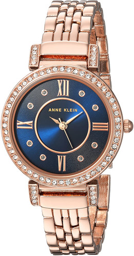 Anne Klein Women's Swarovski Crystal Accented Rose Gold-Tone Bracelet Watch