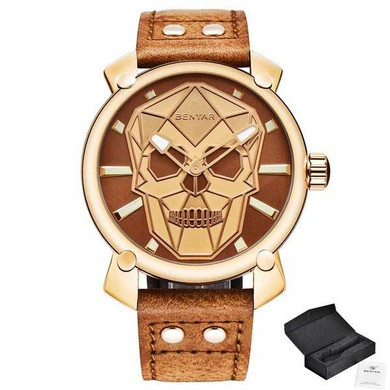 Luxury Quartz "Colored Skull" Mens Watch