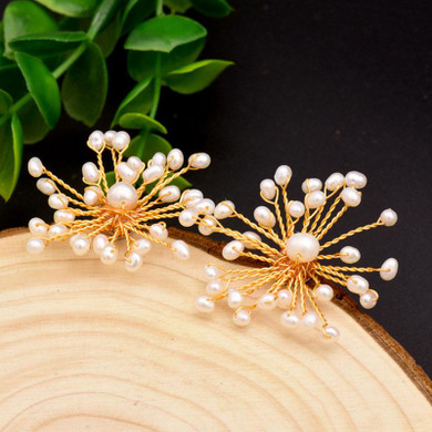Seed Pearl Wire Earrings