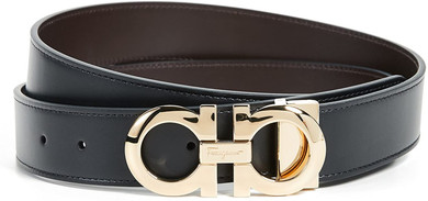 Salvatore Ferragamo Men's Reversible Adjustable Belt (Black/Auburn)