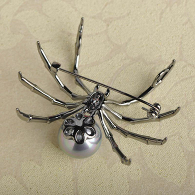 Silver Plated Spider Brooch