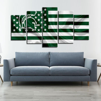 Michigan State Spartans Football American Flag Canvas