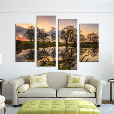4PCS paints sunset tree art  decorative Wall painting print on canvas for home decor ideas paints on wall pictures art No framed