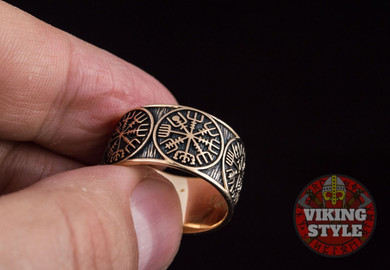 Vegvisir Ring - Band, Bronze