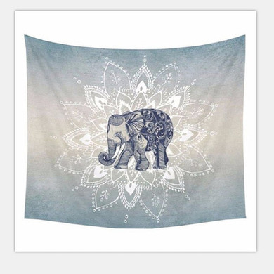 Grey Elephant Mandala Tapestry