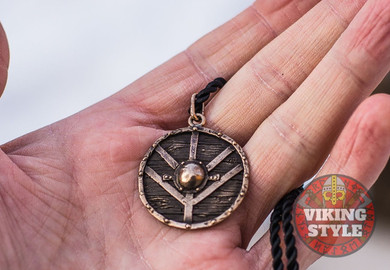 Viking Shield Pendant - Fehu, Bronze Viking Shield Pendant - Fehu, Bronze