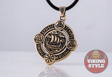 Viking Ship Pendant VI - Drakkar, Bronze