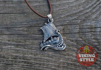 Viking Ship Pendant II - Drakkar, 925 Silver