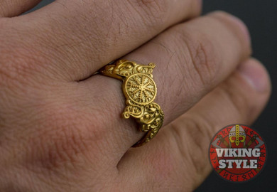 Ægishjálmur Ring - Wolf, Gold