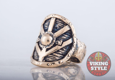 Viking Shield Ring - Fehu, Bronze Viking Shield Ring - Fehu, Bronze