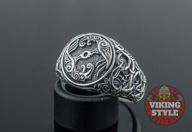 Huginn & Muninn Ring - Urnes, 925 Silver