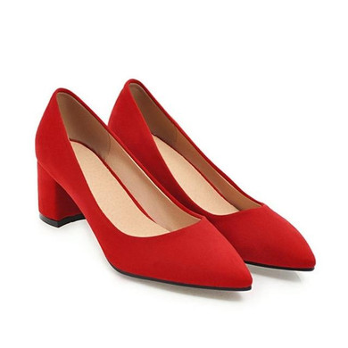 Meotina Thick High Heels Shoes Women Pumps Pointed Toe Work Shoes Slip On High Heels Spring Footwear Big Size 9 42 43 Red Yellow