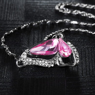 Crystal Butterfly Necklace, Bracelet & Stud Earrings Jewelry Set
