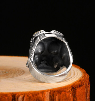 Gothic Skull Aviator Glasses 925 Sterling Silver Vintage Punk Biker Ring Gothic Skull Aviator Glasses 925 Sterling Silver Vintage Punk Biker Ring
