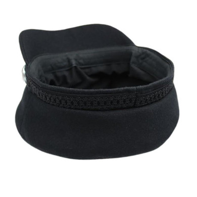 Wool Flat Cap with Large Buttons and Rope