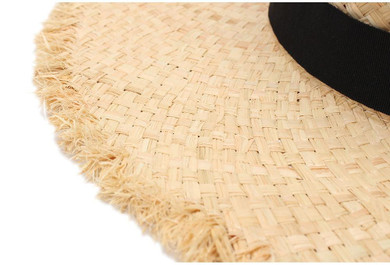 Foldable Raffia Straw Floppy Beach Hat with Belt
