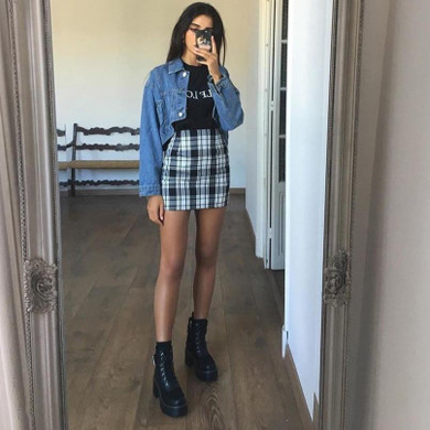 Vintage Plaid Mini Skirt - Mini Skirt