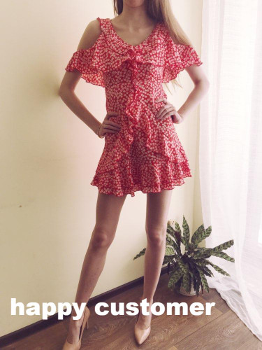 New Floral Print Ruffle Frill  Summer Dress