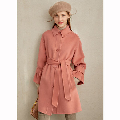 Amii Winter Women Double Woolen Coat  Casual Solid Loose Double-sided with Belt Female Elegant Mid Long Jackets