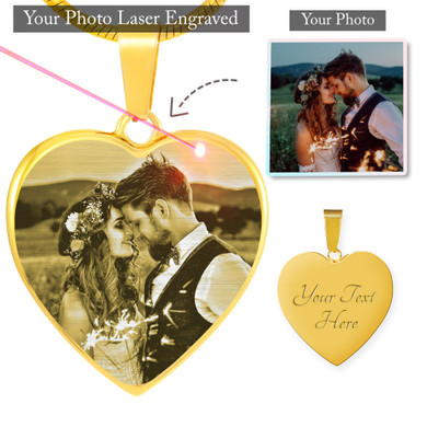 Personalized - Your Photo Etched!  Heart Pendant Jewelry and Luxury Necklace for Loved Ones :)