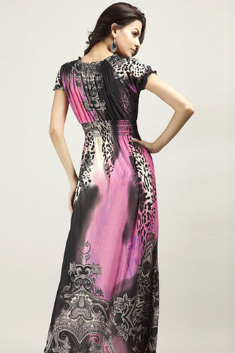 Pink Leopard Print Boho Chic Maxi Dress
