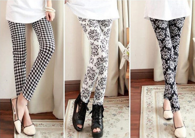 Tight Pencil Skinny Stretchy Leggings Mix Print "Simple Lady Series"