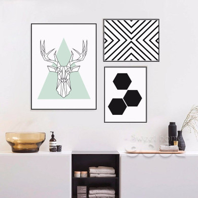 Simple Style Canvas Art Print Painting Poster, Deer Head Wall Pictures For Home Decoration, Wall Decor YE139