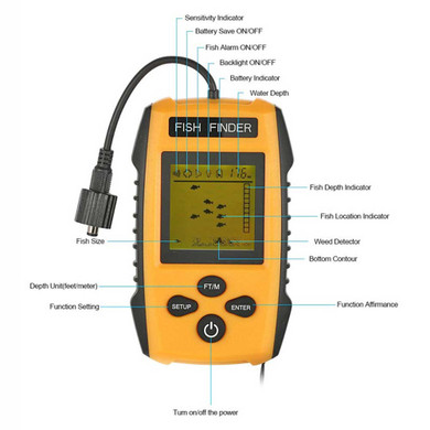 100M Portable Sonar Fishfinder Depth Water Transducer Fish Finder Alarm