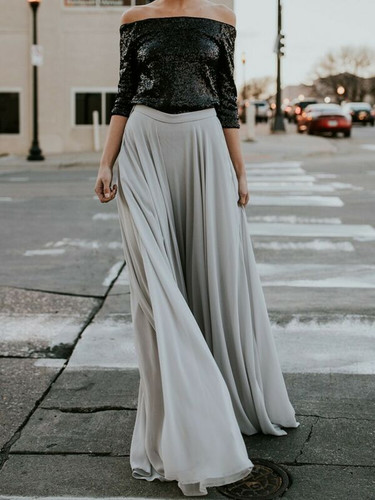 Long Pleated Party Maxi Casual Skirt