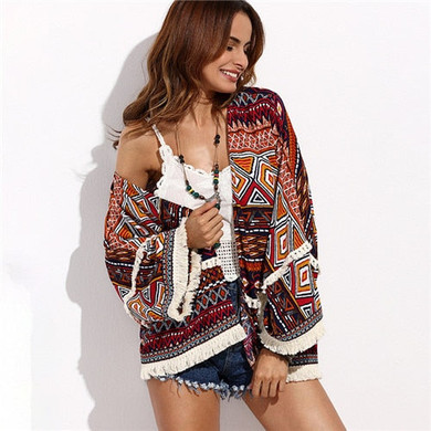 Bohemian Style Tassels Kimono Top