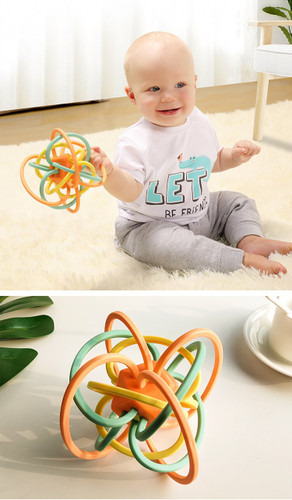 Tumama Baby Rattles Silicone Educational Multilateral Rattle With  Ball For Baby