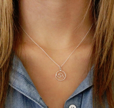 Silver Wave Logo Pendant Necklace