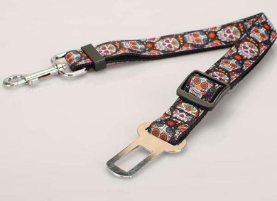 Sugar Skull Dog Collar Leash and Seat Belt Clip Tether Bundle Sugar Skull Dog Collar Leash and Seat Belt Clip Tether Bundle