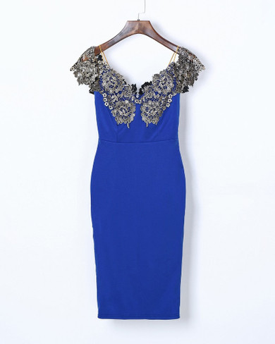 Contrast Lace Insert Bodycon Dress