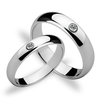 Romantic High Polished Tungsten Wedding Rings Set with CZ Stones for Couples 3.5mm/5mm Width Free Shipping Size 5-12