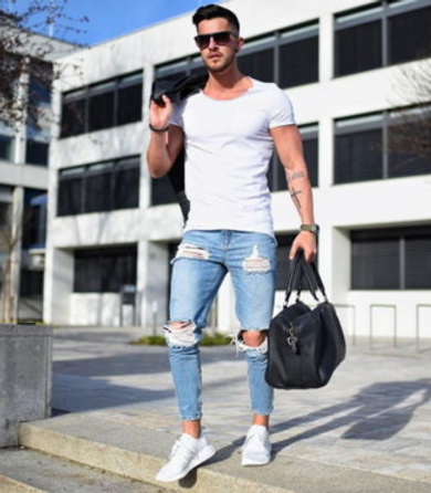 Skinny Jeans With Stretch Rips