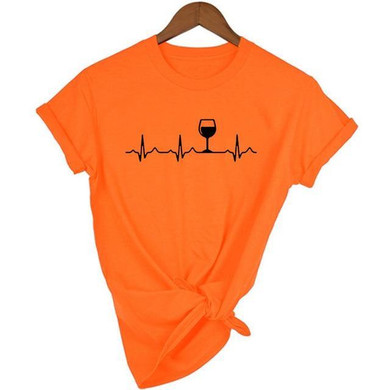 Wine Heartbeat Print T-Shirt