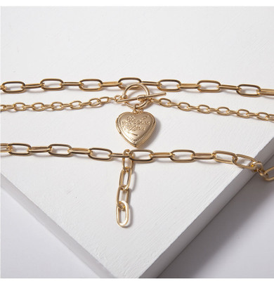 Punk Cuban Choker Necklace Collar / Heart Chain Necklace