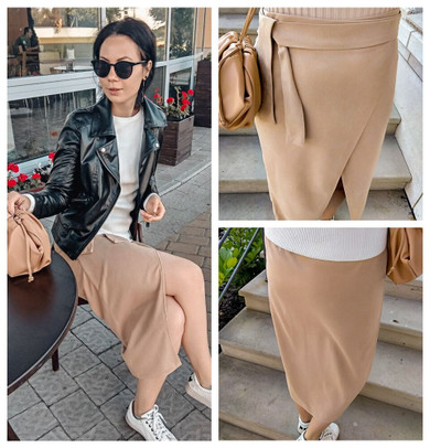 Suede Midi Wrap Skirt