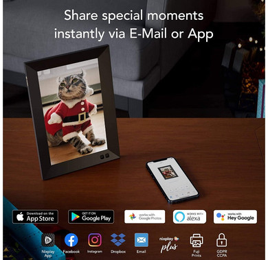 Christmas Gift Black Friday Smart Digital Picture Frame 10.1 Inch, Share Video Clips and Photos Instantly via E-Mail or App