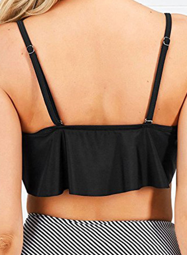 Women's Spaghetti Strap Color Block Striped Bikini Set Women's Spaghetti Strap Color Block Striped Bikini Set