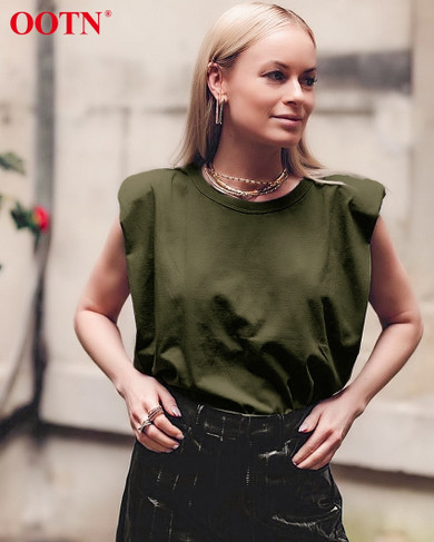 OOTN Summer Sleeveless Top Female O Neck White Women Blouse Shirt Ladies Loose solid Chic Casual Blouses Black 2020 Cotton Brown