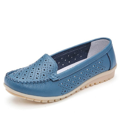 STQ 2020 Spring Women Flats Shoes Women Genuine Leather Shoes Woman Cutout Loafers Slip On Ballet Flats Ballerines Flats 169