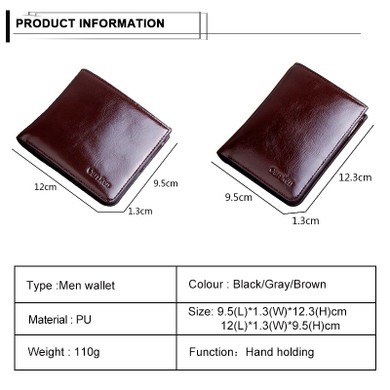 Vintage Leather Wallet Men Short Bifold Oil Leather Mens Wallets Zipper Dollar Money Bag Business Small Purese Card Holders Male
