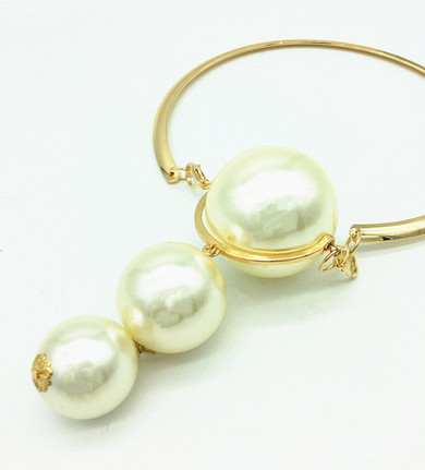 Dubai Gold Pearl Wedding Jewelry Sets African Bridal Necklace Earrings Exaggerated Style Women Fashion Accessories