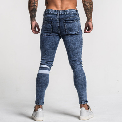 Gingtto Mens Skinny Jeans Slim Fit Ripped Jeans Big and Tall Stretch Blue Jeans for Men Distressed Elastic Waist 32 Leg 30 zm49